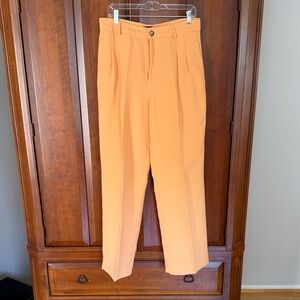 Zara Women's Orange Tailored Pleated Trousers